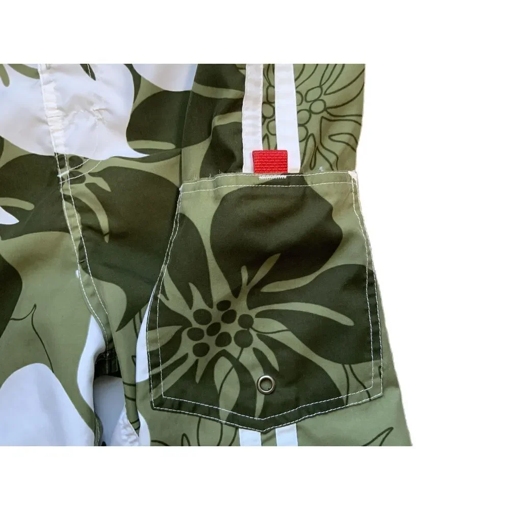 No Boundaries Green Floral Pattern Drawstring Board Shorts‎ Mens Size Large